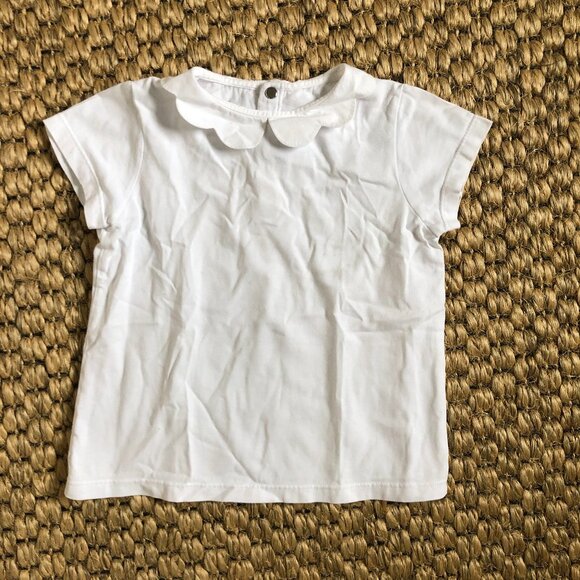 Jacadi girls white cotton collared top 4A - Picture 1 of 3